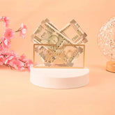Elegant Baat Pakki Acrylic Envelope displayed with Indian currency, perfect for wedding gifting and ceremonial keepsakes.